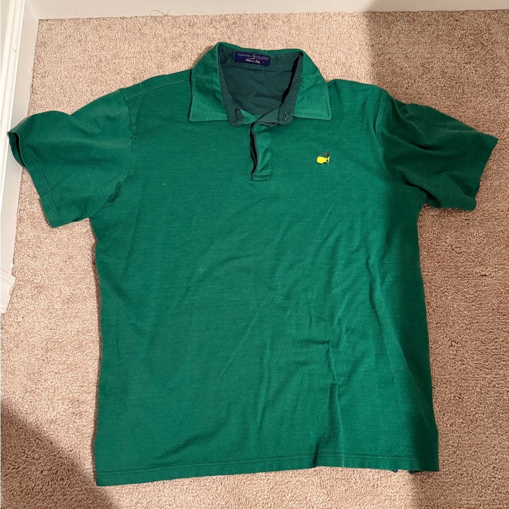 Masters Shirt Mens Large Clubhouse Collection Green Polo Cotton Made in Italy